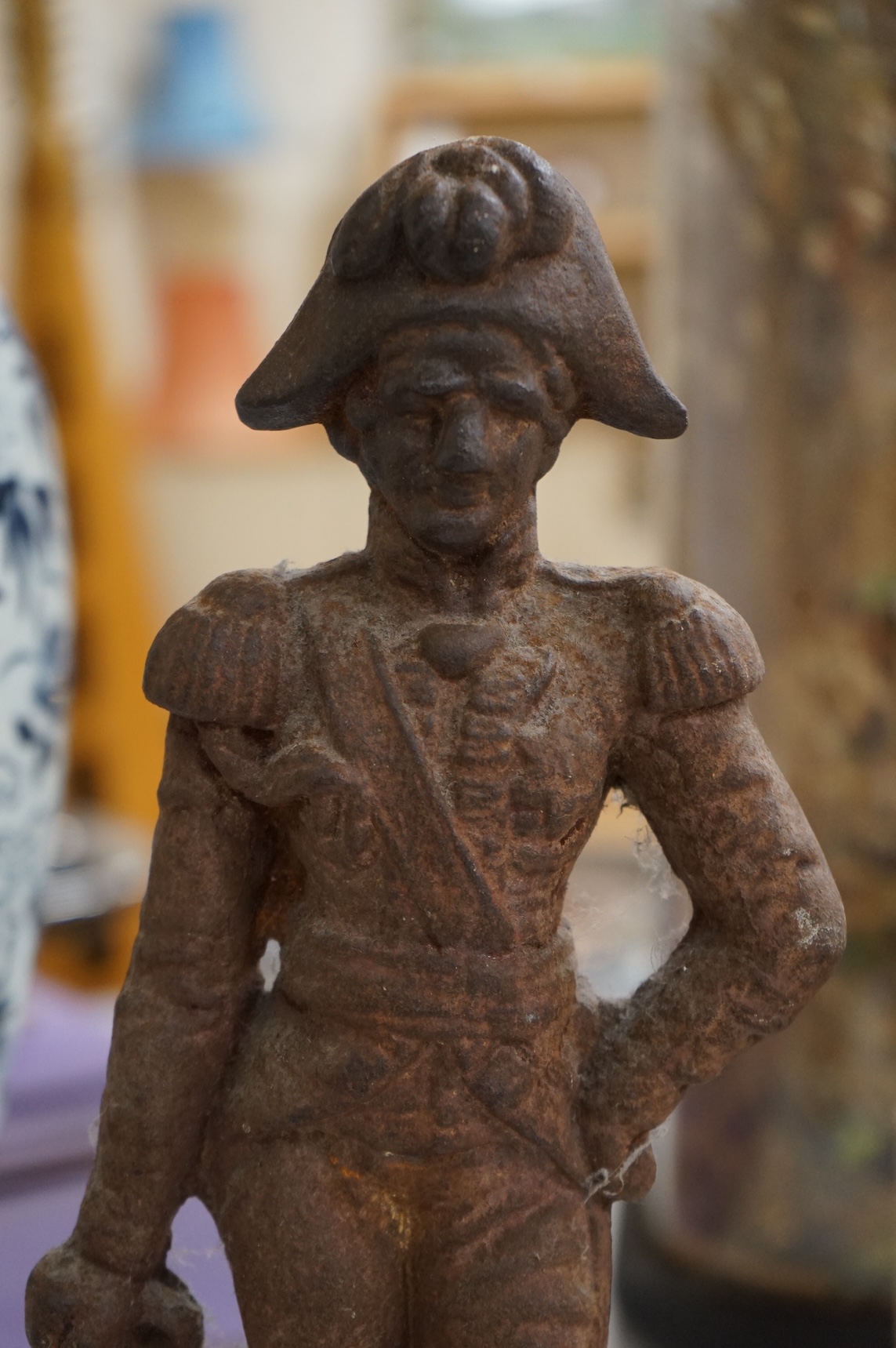 A cast iron Duke of Wellington door stop, 40cm high